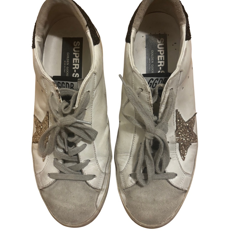 Golden Goose Women’s White and Silver Star Sneakers